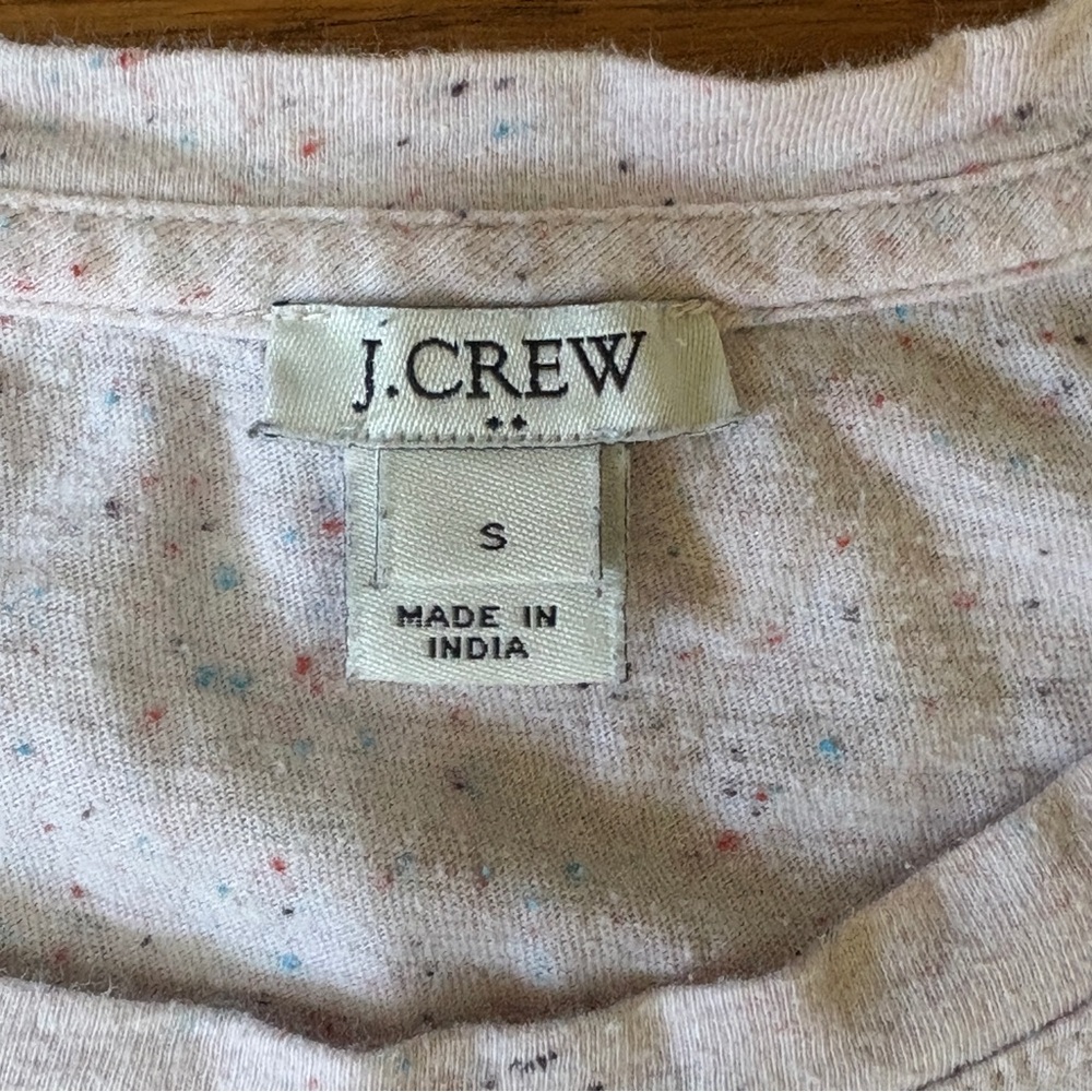 J.Crew Speckled Cream Short Sleeve Tee with Multicolor Flecks
